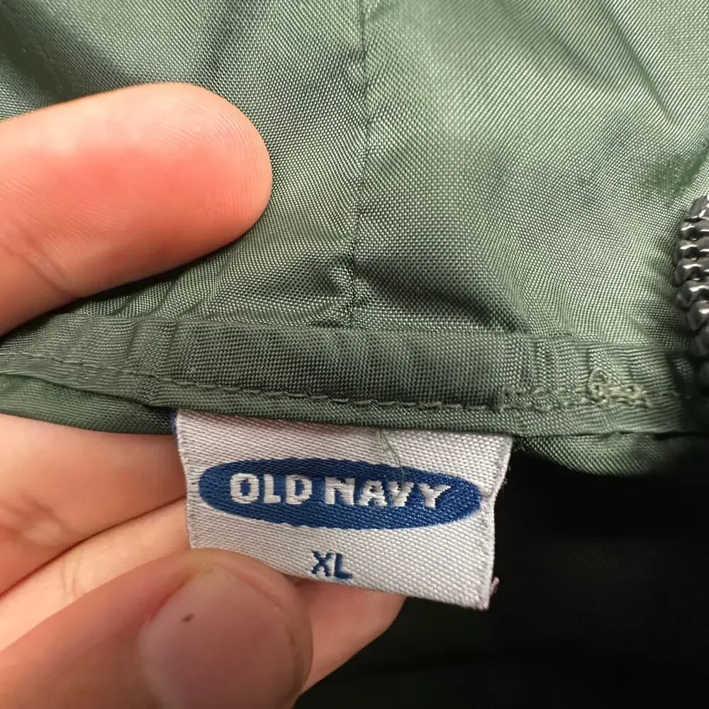 Vintage Old Navy Anorak Windbreaker Hoodie Jacket Mens XL Green 1/4 Zip